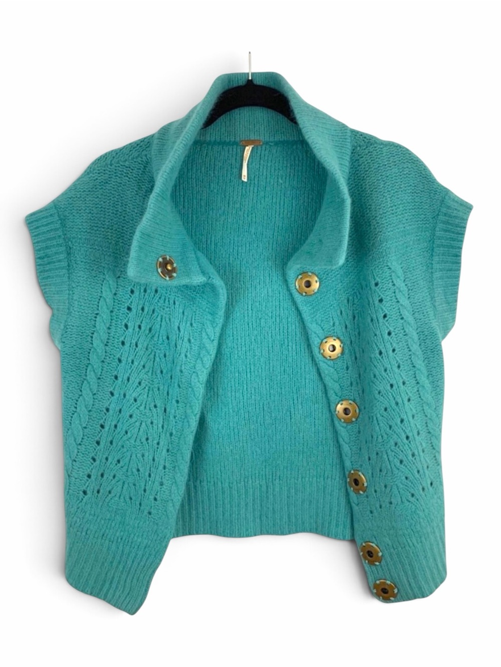 Free People Sea Green Angora Wool Sweater, XS